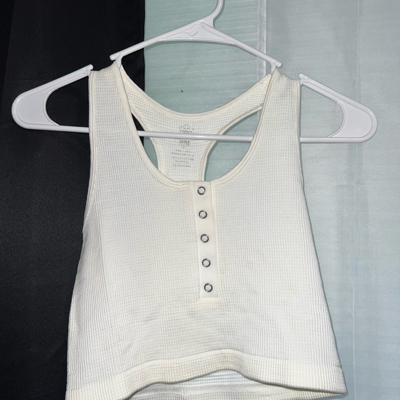 Aura Cream Crop Buttoned Tank Top - Picture 1 of 3